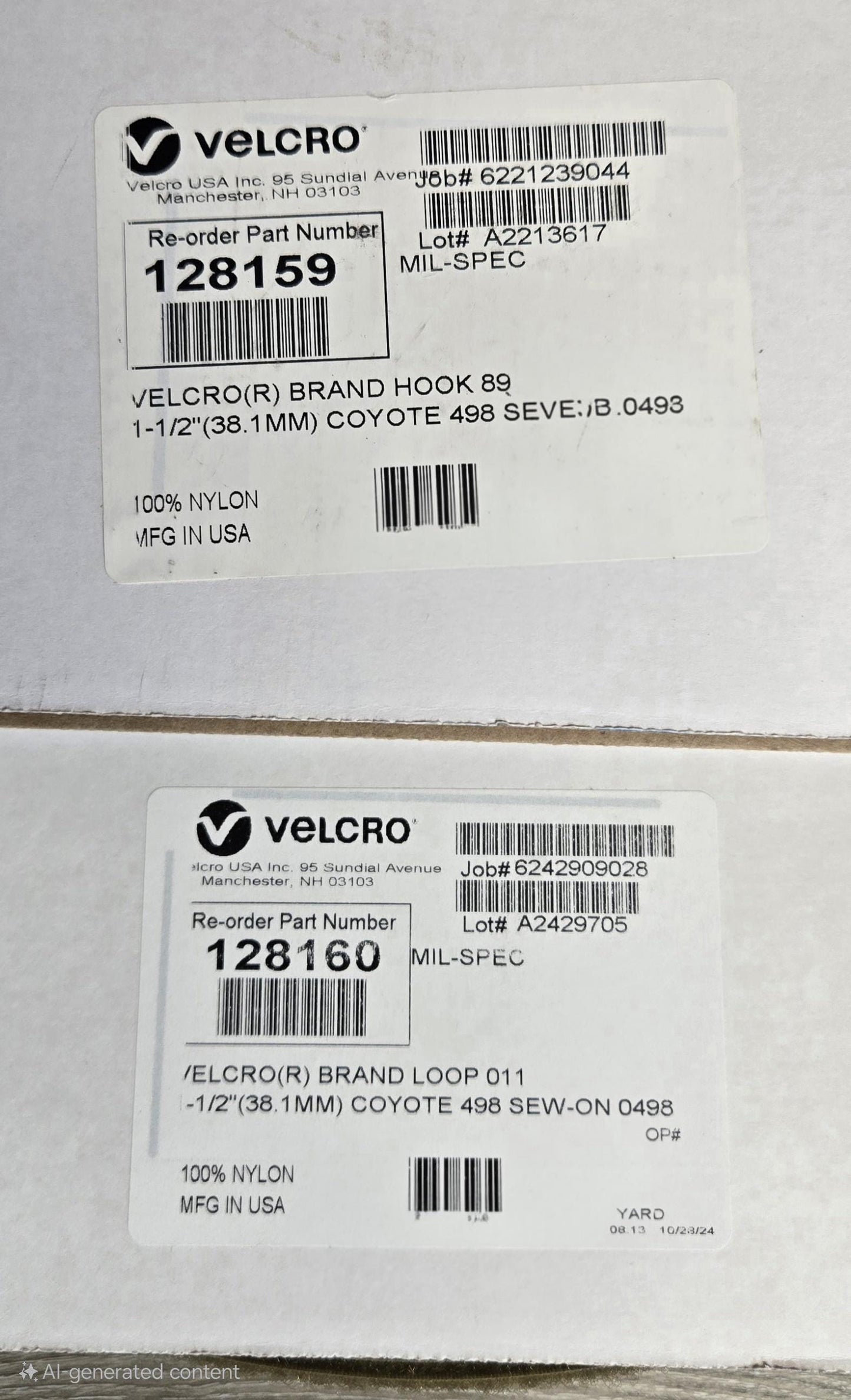 1.5" Hook & Loop Velcro – Mil-Spec Coyote 498 (Sold by the Yard)