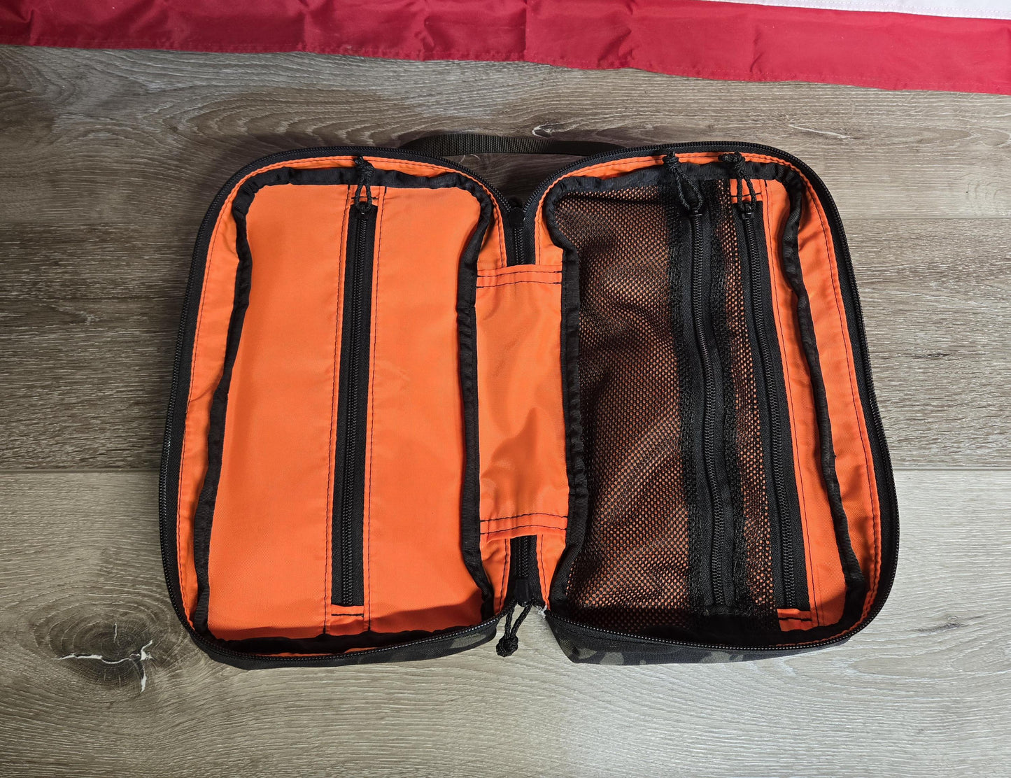 Toiletry Bag – Multicam Black 500D Cordura with Orange Packcloth Liner