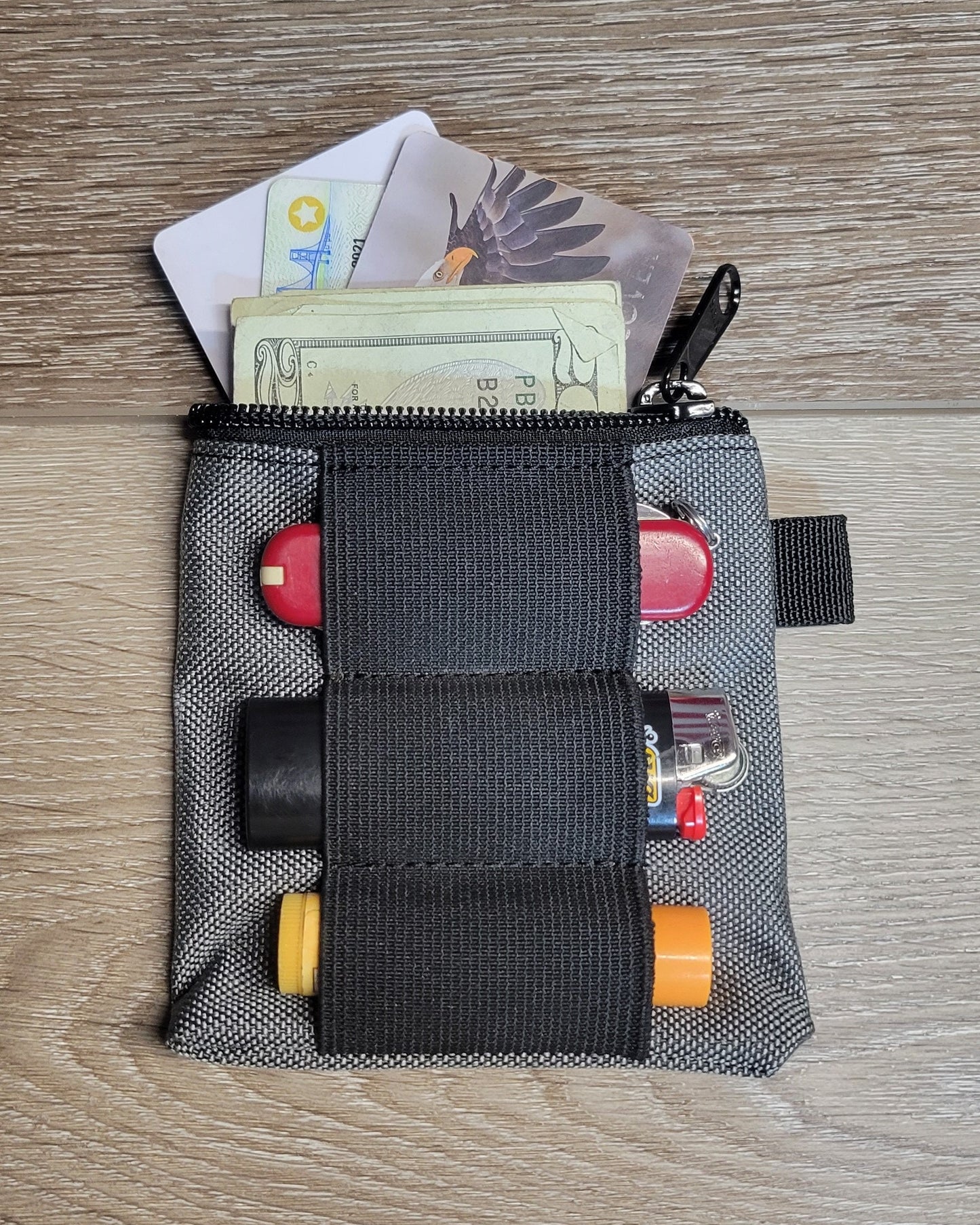 Pocket Organizer Pouch – 4x4" Cordura EDC Pouch with Elastic Sleeve and Optional Velcro Backer