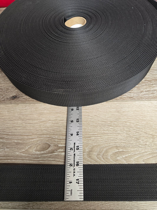 2" Resin-Finished Nylon Webbing – Black – USA Made Belt Building Material By The Foot
