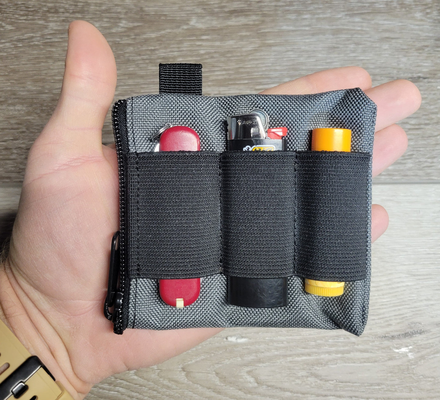 Pocket Organizer Pouch – 4x4" Cordura EDC Pouch with Elastic Sleeve and Optional Velcro Backer